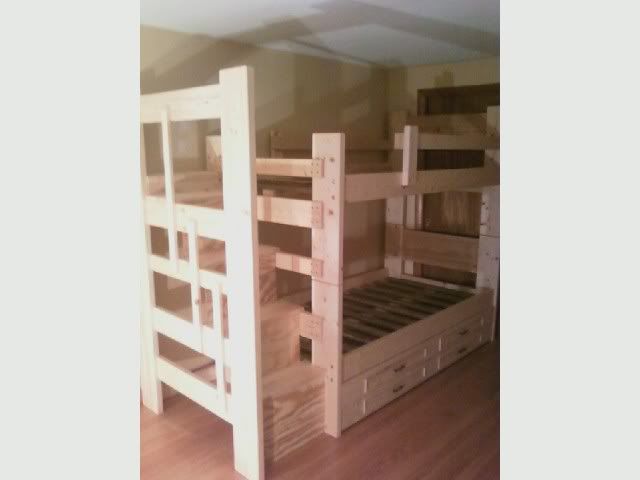 bunk bed with desk and futon