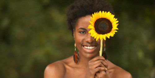 Black Woman with Sunflower