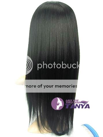   lace front wig indian remy human hair 16 1# yaki straight wig  