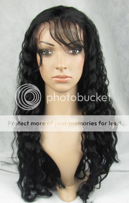 22 1# india remy human hair water wave full lace wig  